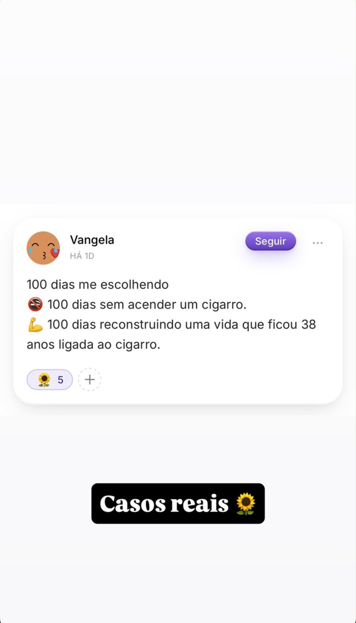 Depoimento 7: Relato espontâneo de membro da comunidade Eu Sou Feliz Sem Fumar