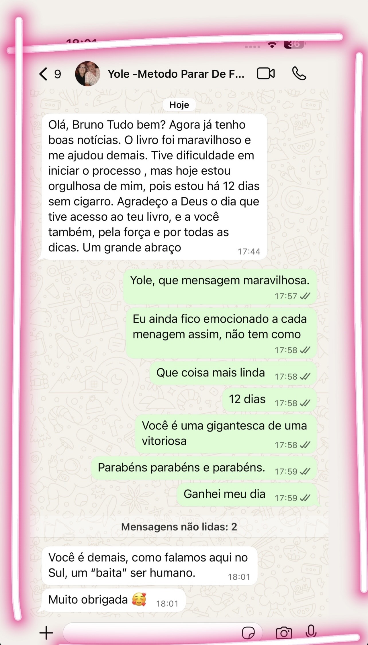 Depoimento 11: 'O livro foi maravilhoso e me ajudou demais... estou há 12 dias sem cigarro' - Yole