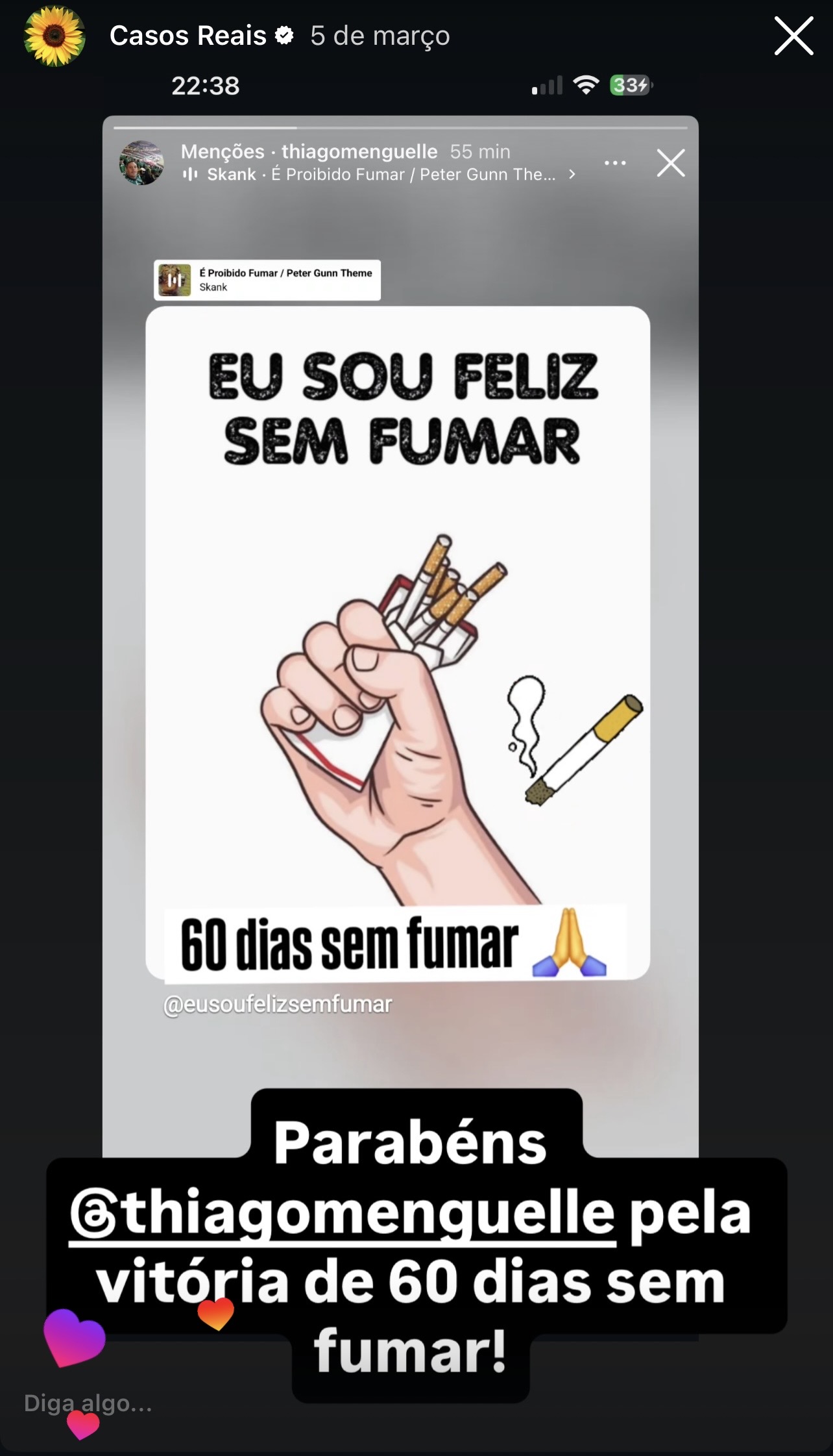 Depoimento 16: 'Eu sou feliz sem fumar - 60 dias sem fumar' - Thiago