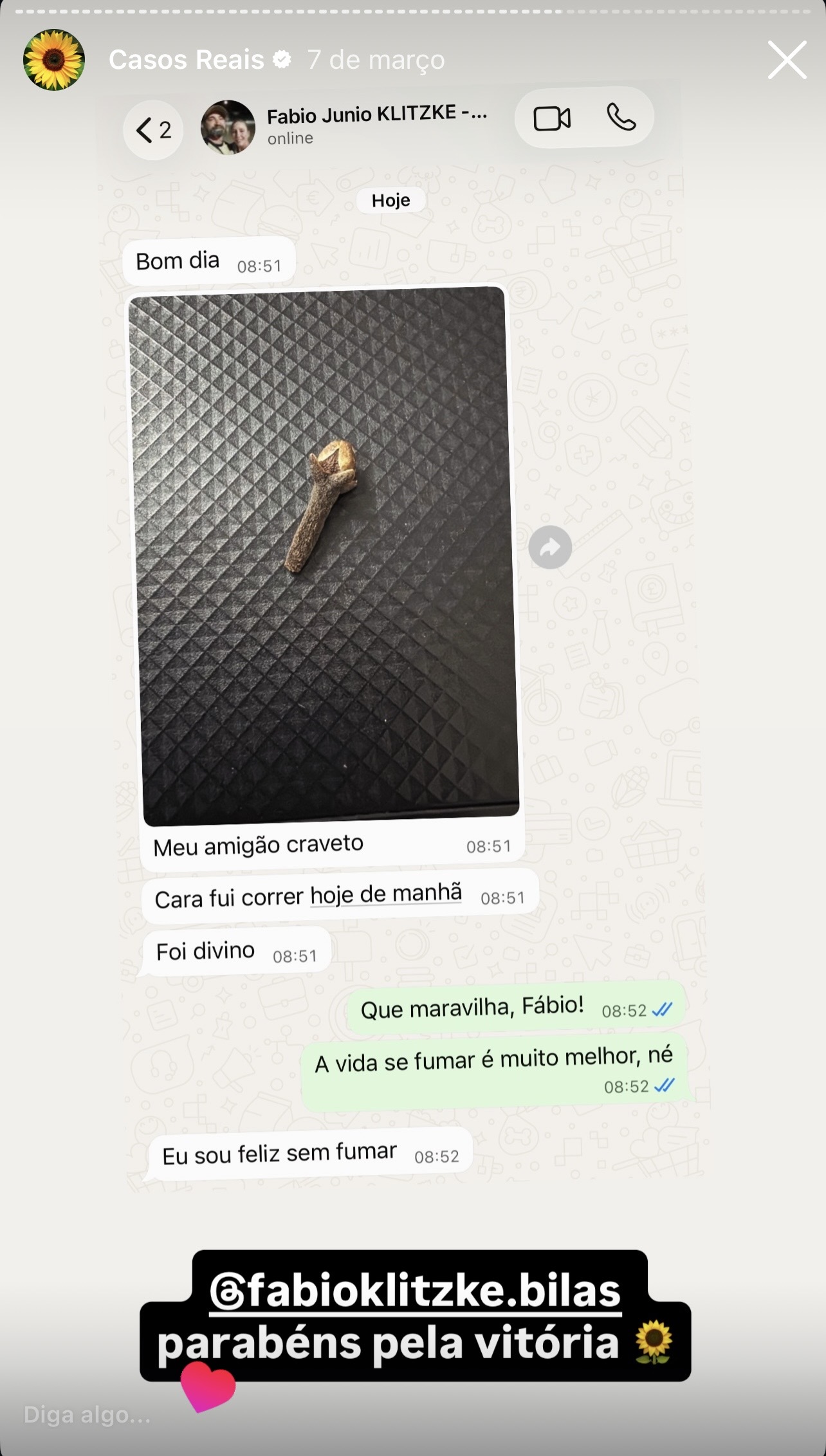 Depoimento 17: 'Fui correr hoje de manhã, foi divino! Eu sou feliz sem fumar' - Fábio